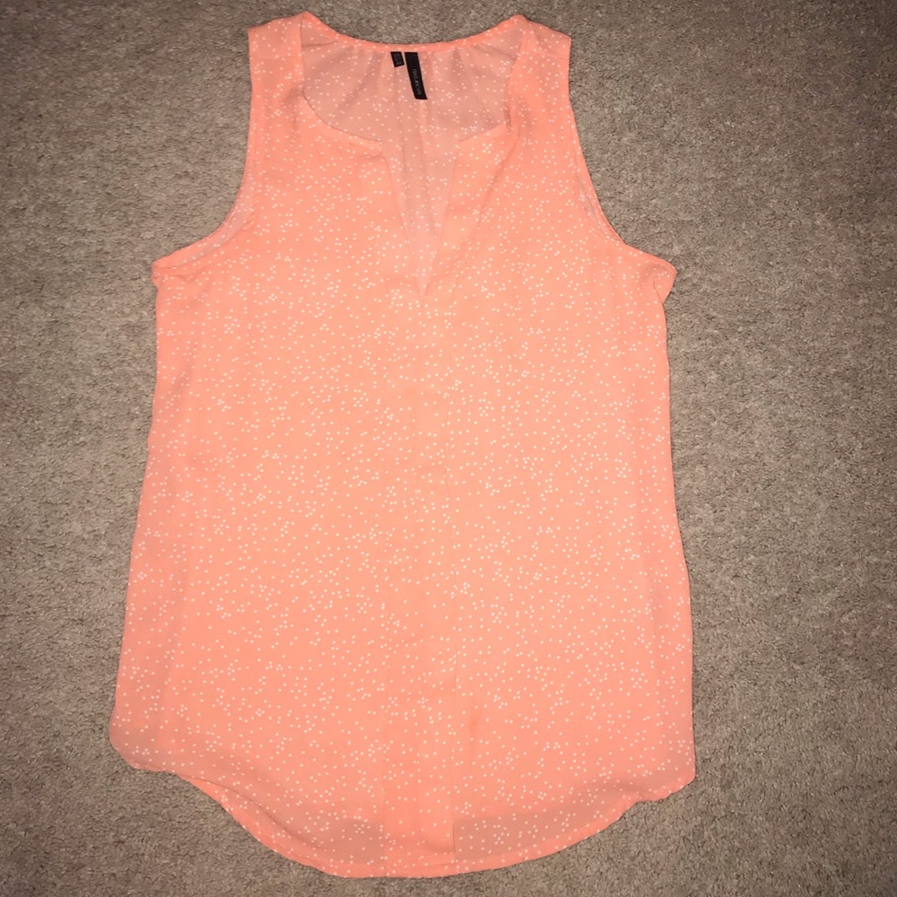 Maurice’s Polyester Peach/White Polka Dot Shirt